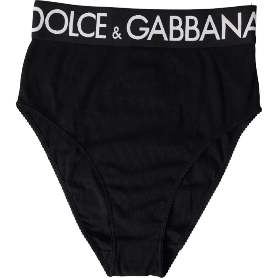 Dolce &amp; Gabbana Black Cotton Stretch Branded Underwear with Logo