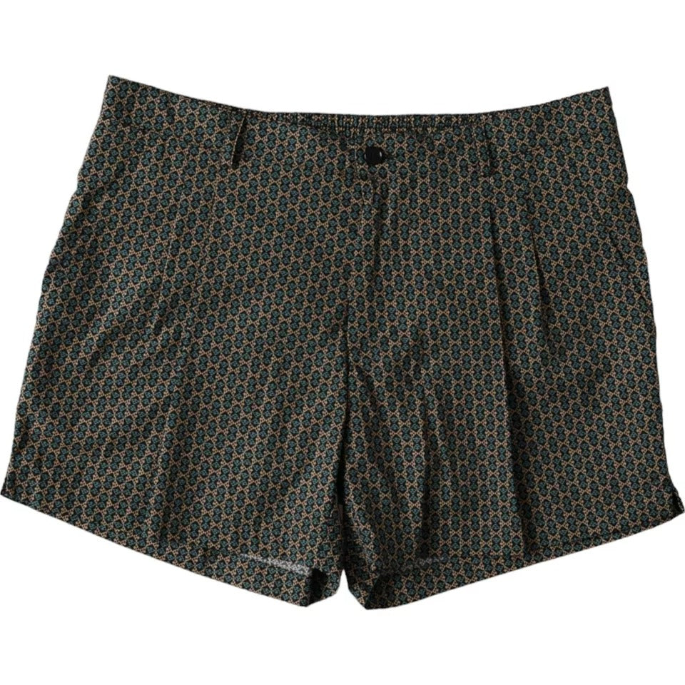 Dolce &amp; Gabbana Brown Patterned Swimwear Swim Shorts Swimwear