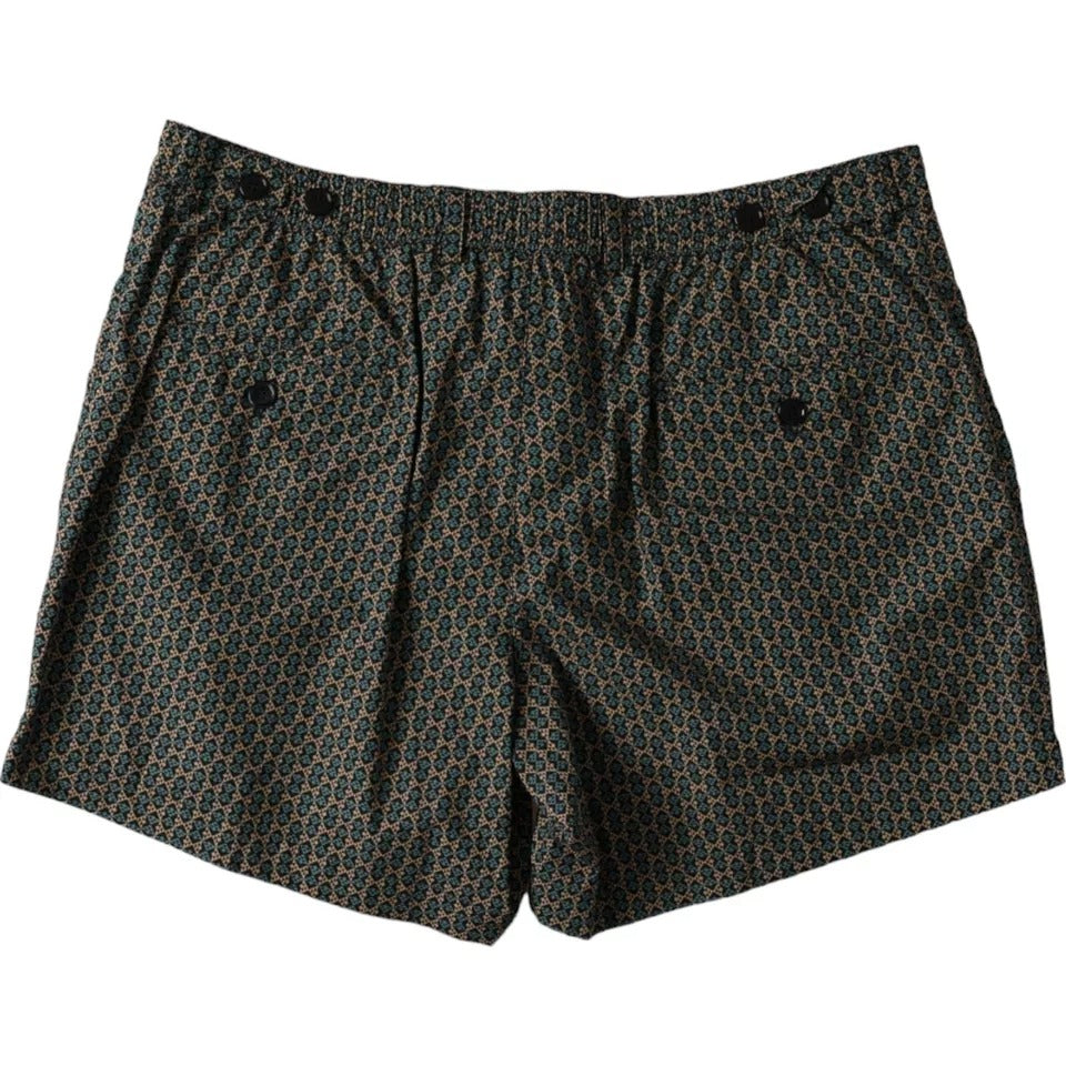 Dolce &amp; Gabbana Brown Patterned Swimwear Swim Shorts Swimwear