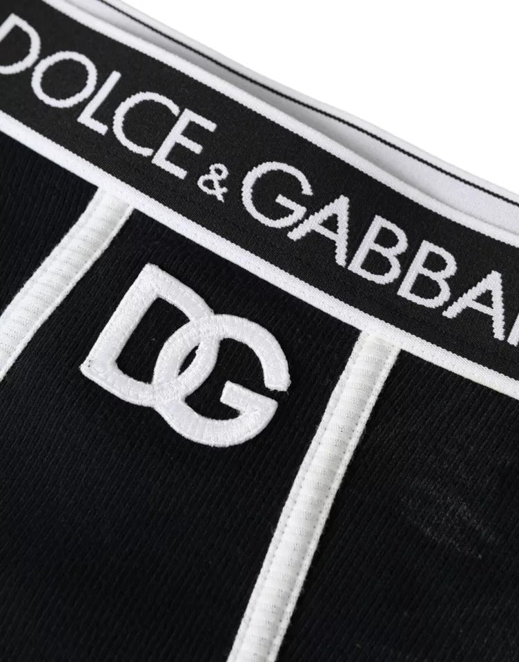 Dolce &amp; Gabbana Black Cotton Stretch Branded Underwear with Logo