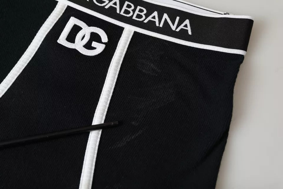 Dolce &amp; Gabbana Black Cotton Stretch Branded Underwear with Logo