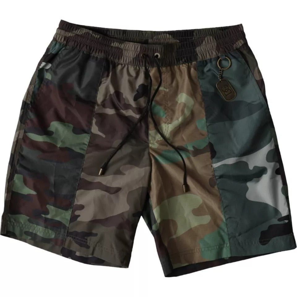 Dolce &amp; Gabbana Multicolor Camouflage Patchwork Beachwear Shorts Swimwear