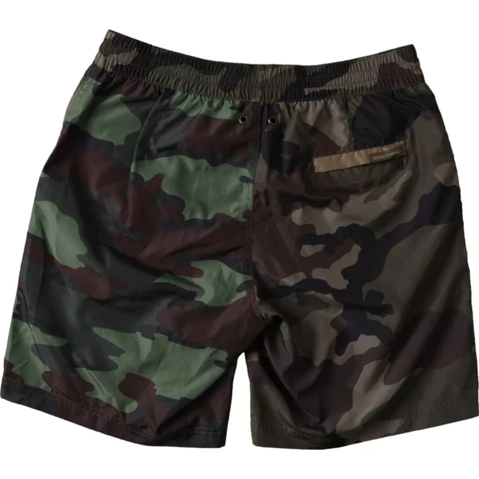 Dolce &amp; Gabbana Multicolor Camouflage Patchwork Beachwear Shorts Swimwear