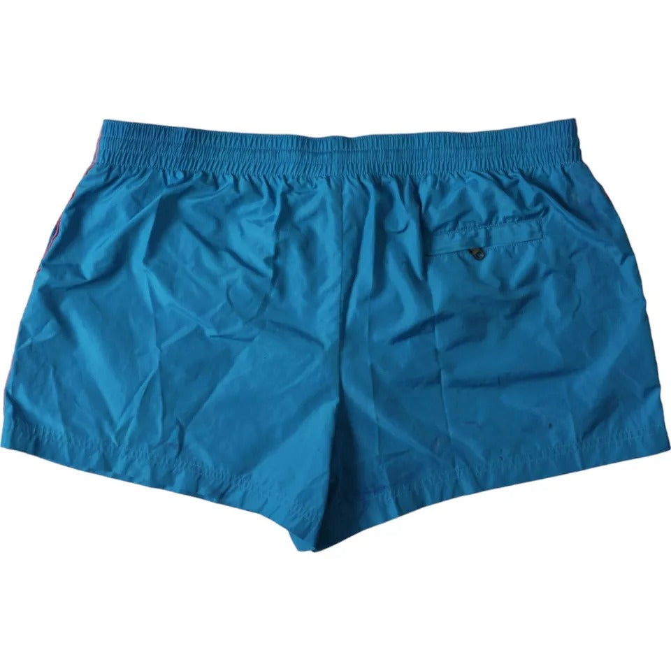 Dolce &amp; Gabbana Turquoise DG Logo Beachwear Shorts Swimwear Men