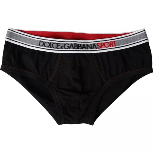 Dolce &amp; Gabbana Black Logo Cotton Stretch Brando Briefs Underwear