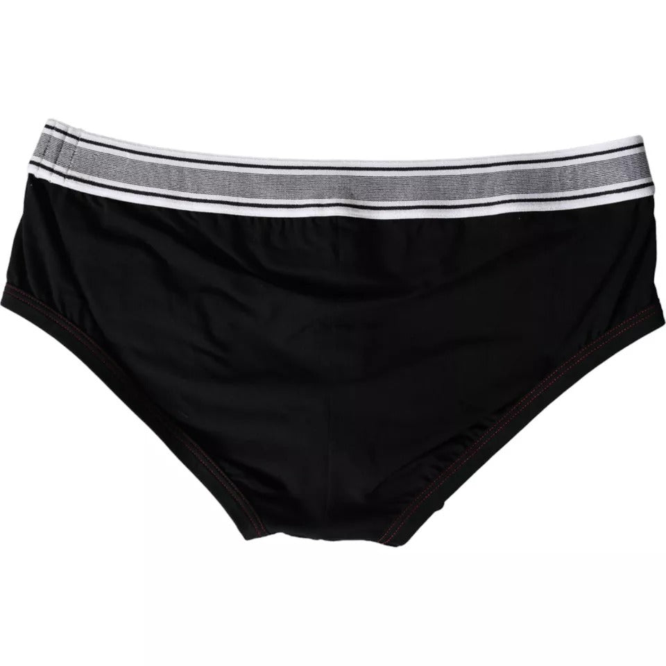 Dolce &amp; Gabbana Black Logo Cotton Stretch Brando Briefs Underwear