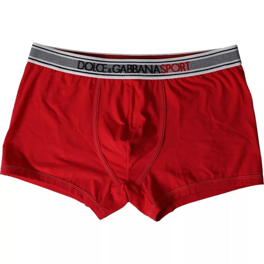 Dolce & Gabbana Rote Cotton Stretch Regular Boxershorts Unterwäsche