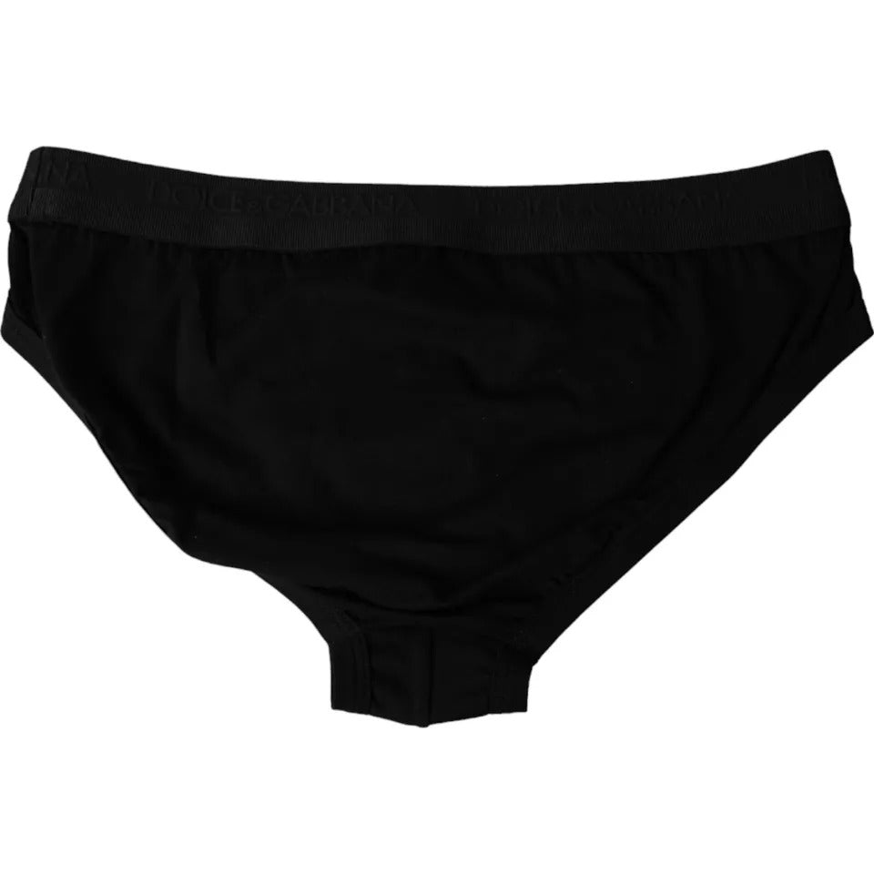 Dolce &amp; Gabbana Black Logo Cotton Stretch Mid Brief Underwear