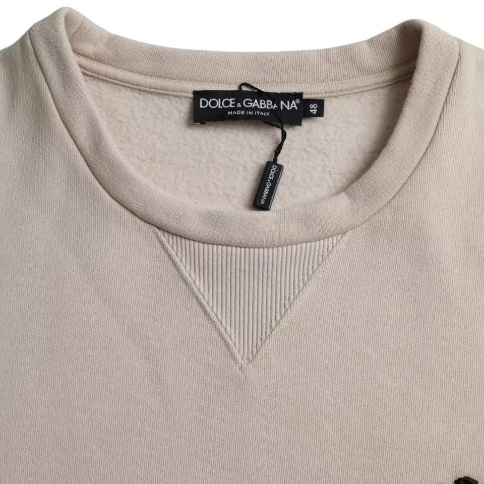 Dolce & Gabbana Beige Baumwolle Rundhalsausschnitt Sweatshirt Pullover