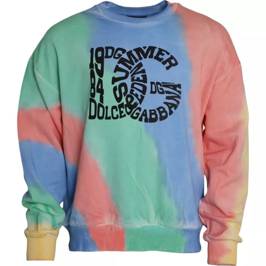 Dolce &amp; Gabbana Multicolor Logo Cotton Crew Neck Sweater