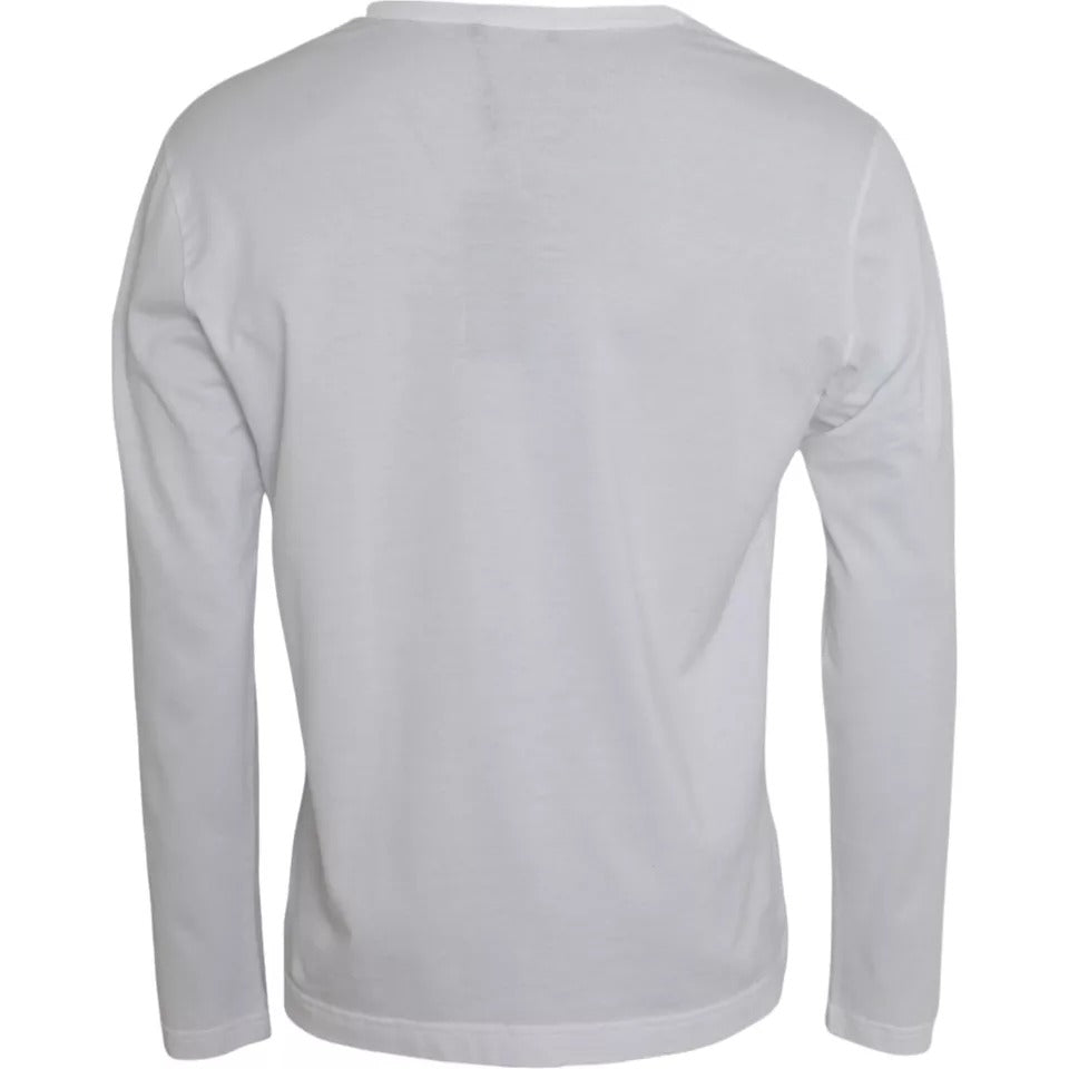 Dolce &amp; Gabbana White Logo Cotton Crew Neck Sweater