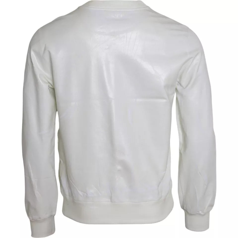 Dolce &amp; Gabbana White Cotton Crew Neck Sweatshirt Pullover