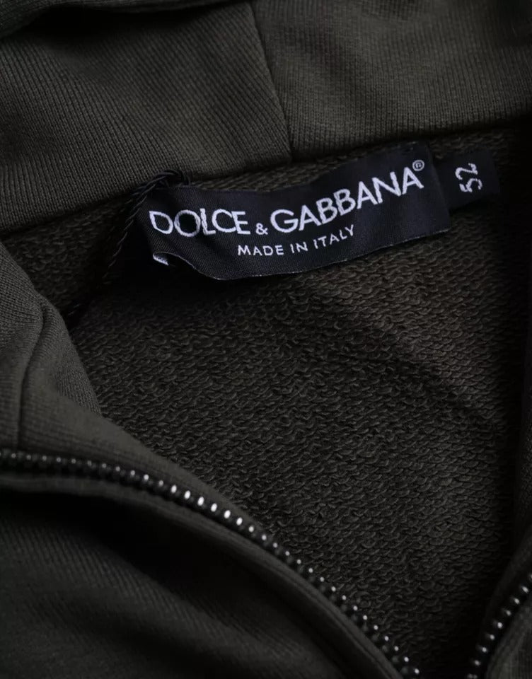 Dolce &amp; Gabbana Army Green Logo Zip Hoodie