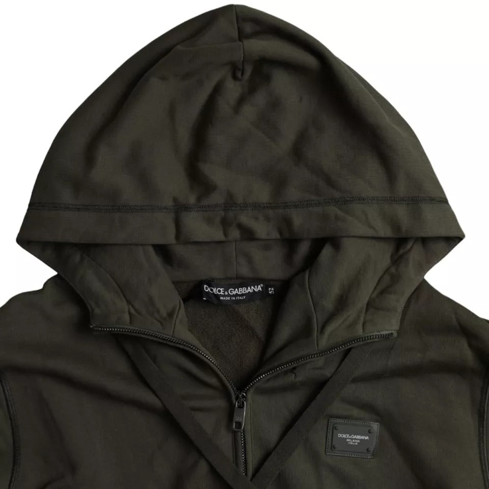 Dolce &amp; Gabbana Army Green Logo Zip Hoodie