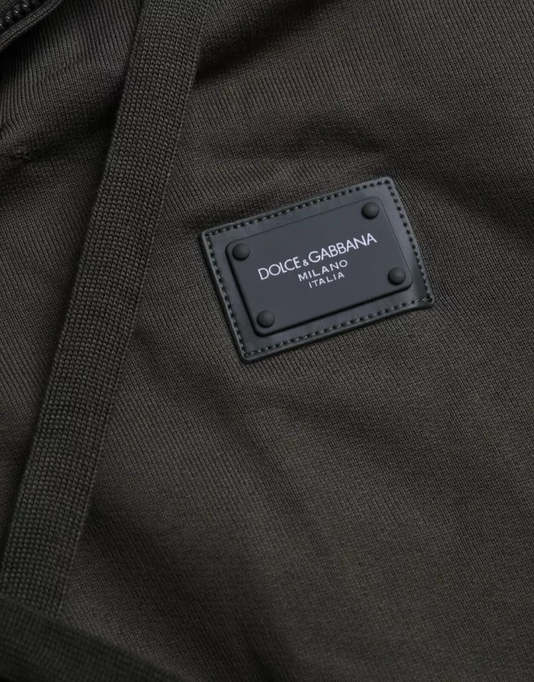 Dolce &amp; Gabbana Army Green Logo Zip Hoodie