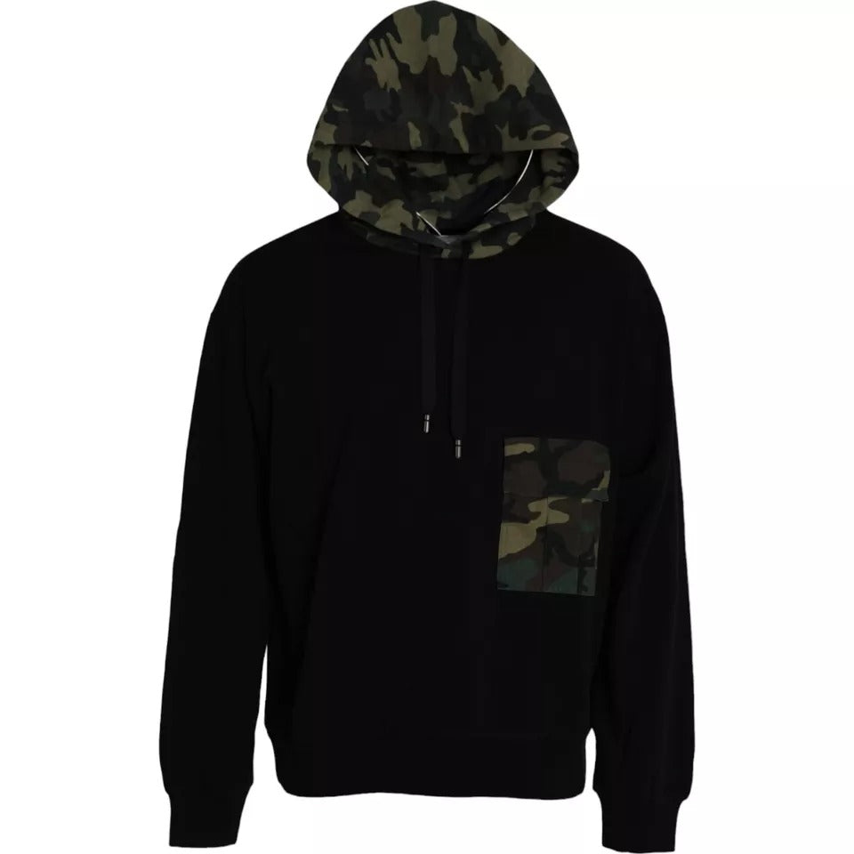 Dolce & Gabbana Schwarzes Kapuzen-Sweatshirt mit Camouflage