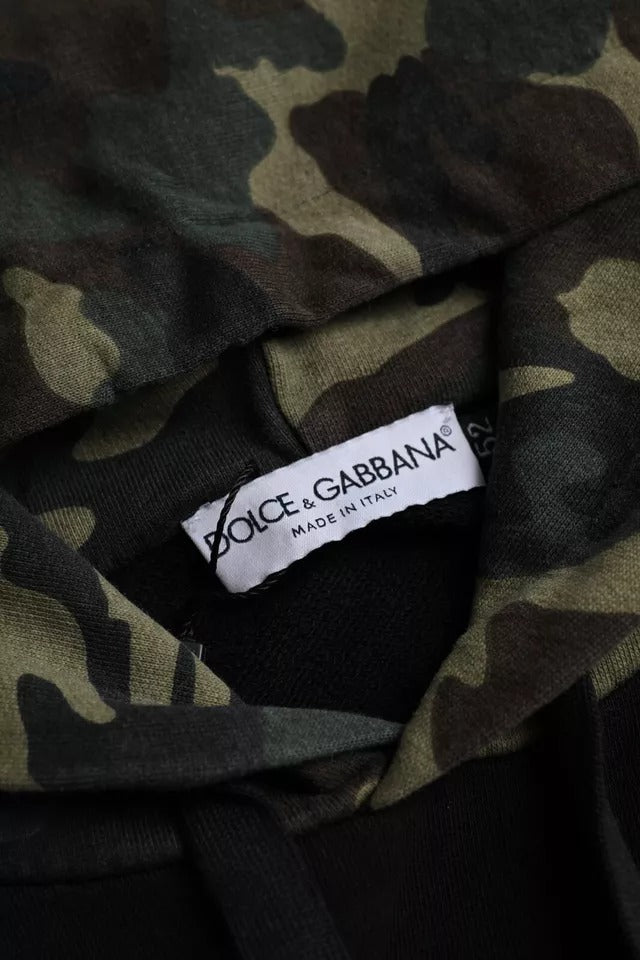 Dolce &amp; Gabbana Black Camouflage Hooded Sweatshirt