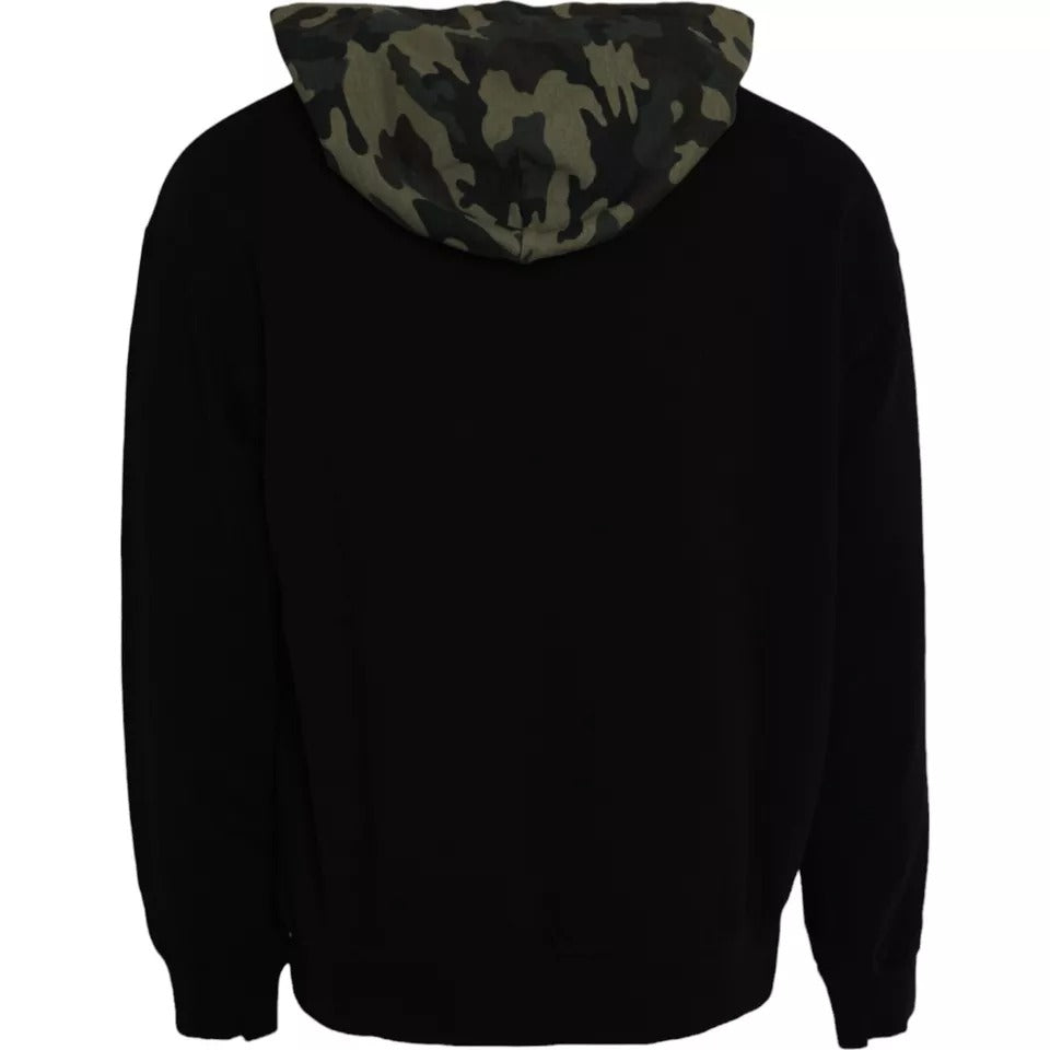 Dolce &amp; Gabbana Black Camouflage Hooded Sweatshirt