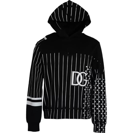 Dolce &amp; Gabbana black and white striped logo hoodie