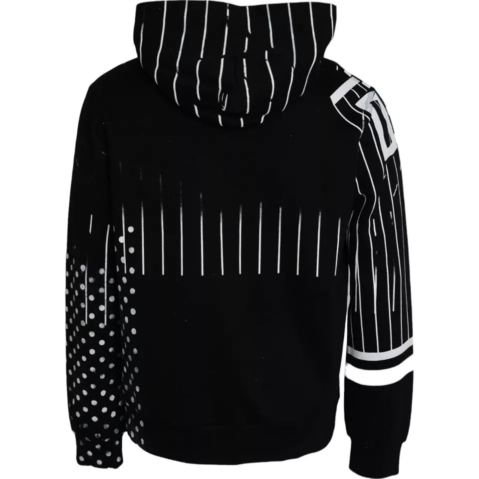 Dolce &amp; Gabbana black and white striped logo hoodie