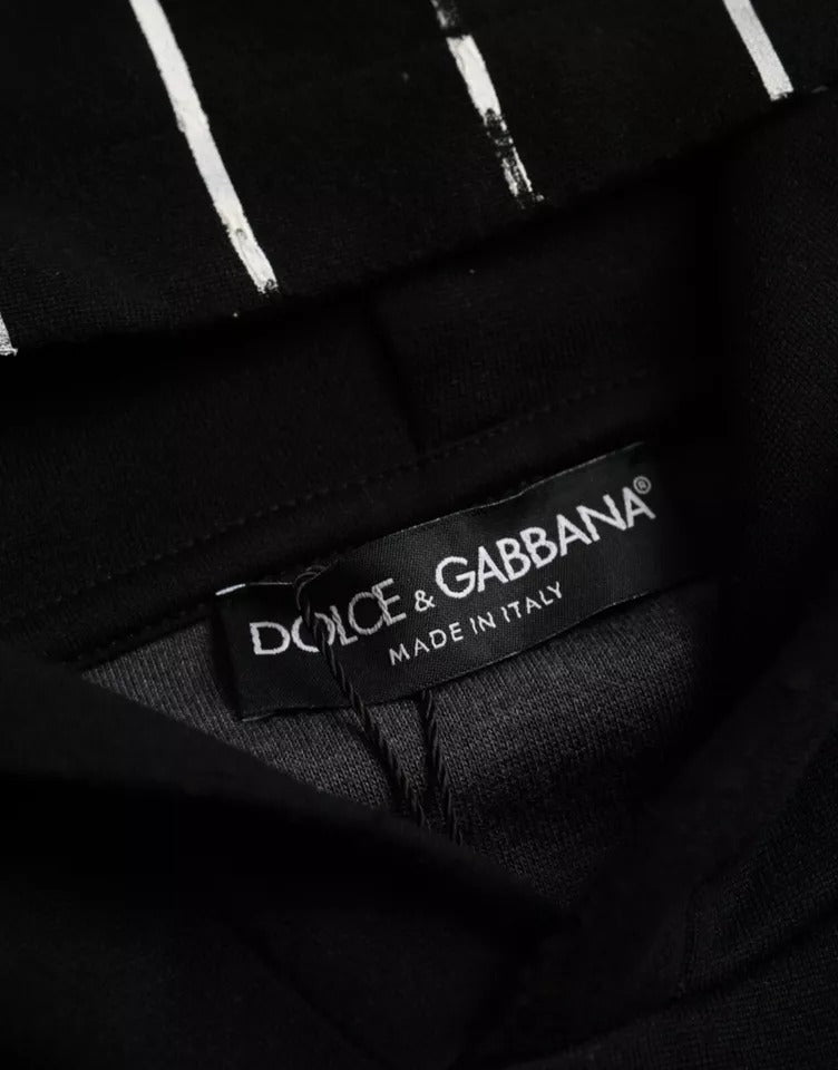 Dolce &amp; Gabbana black and white striped logo hoodie