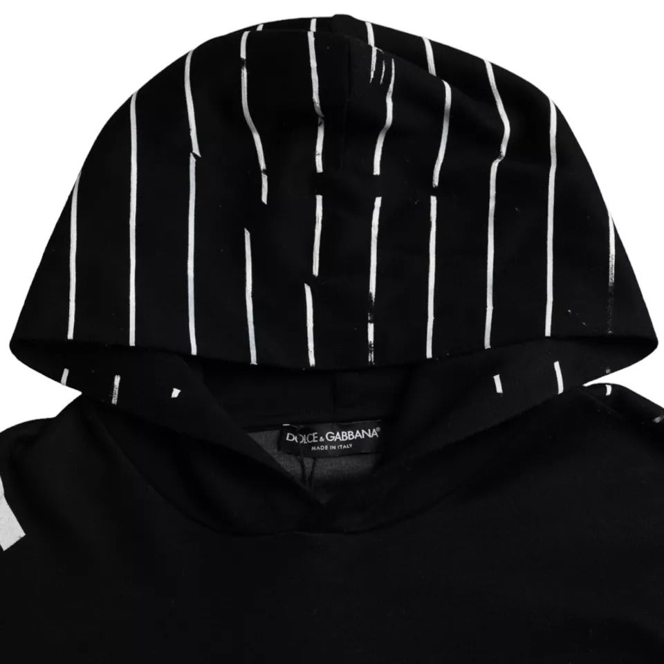 Dolce &amp; Gabbana black and white striped logo hoodie