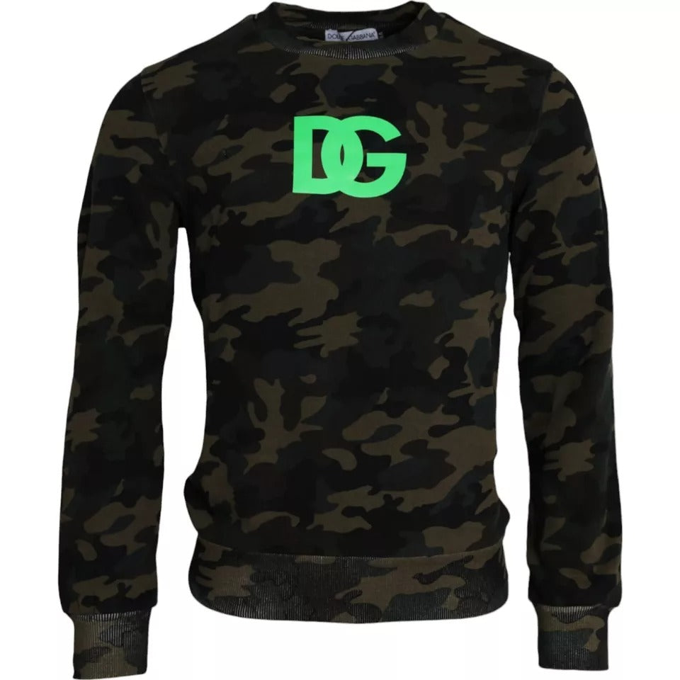 Dolce &amp; Gabbana Black Camouflage Crew Neck Sweater