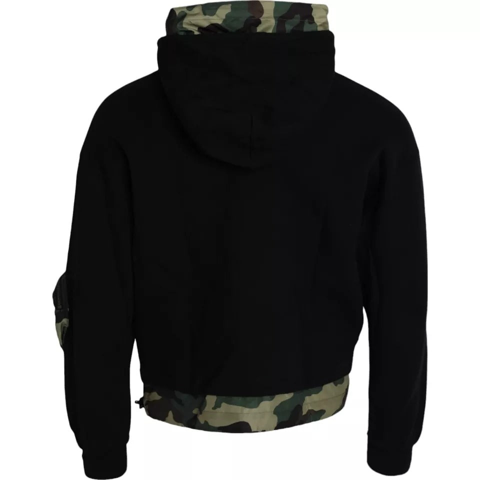 Dolce &amp; Gabbana Black Camouflage Hooded Sweatshirt