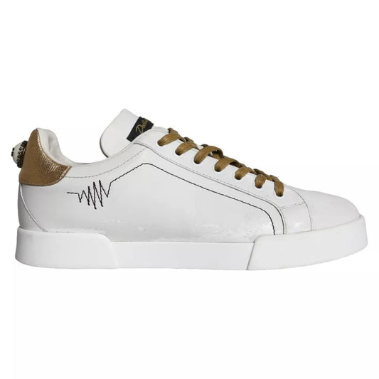 Dolce &amp; Gabbana White Leather Portofino Low Top Sneakers Shoes