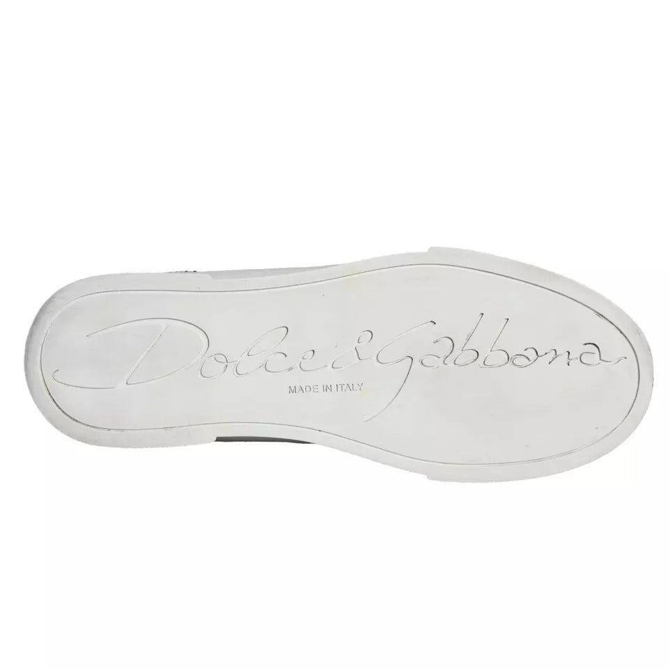 Dolce &amp; Gabbana White Leather Portofino Low Top Sneakers Shoes