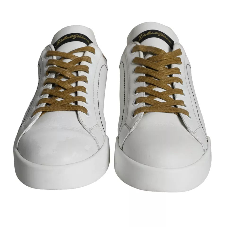 Dolce &amp; Gabbana White Leather Portofino Low Top Sneakers Shoes