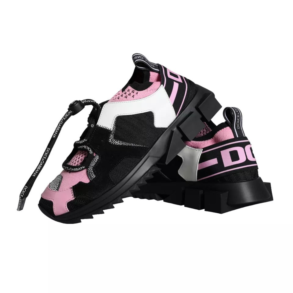 Dolce &amp; Gabbana Black Pink Mesh Sorrento Trekking Sneakers Shoes