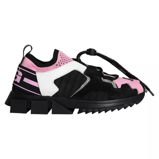 Dolce &amp; Gabbana Black Pink Mesh Sorrento Trekking Sneakers Shoes