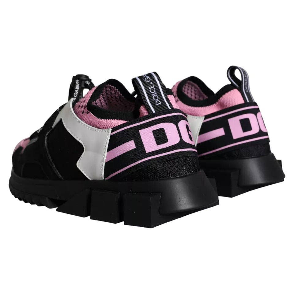 Dolce &amp; Gabbana Black Pink Mesh Sorrento Trekking Sneakers Shoes