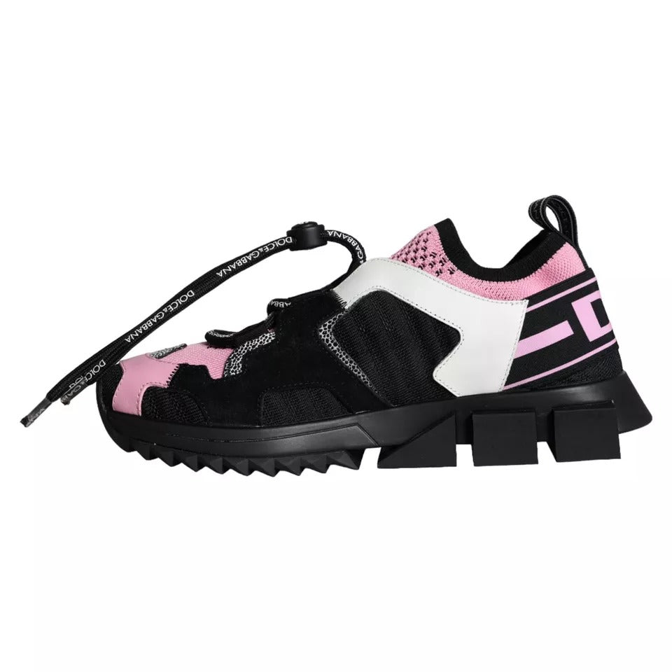 Dolce &amp; Gabbana Black Pink Mesh Sorrento Trekking Sneakers Shoes