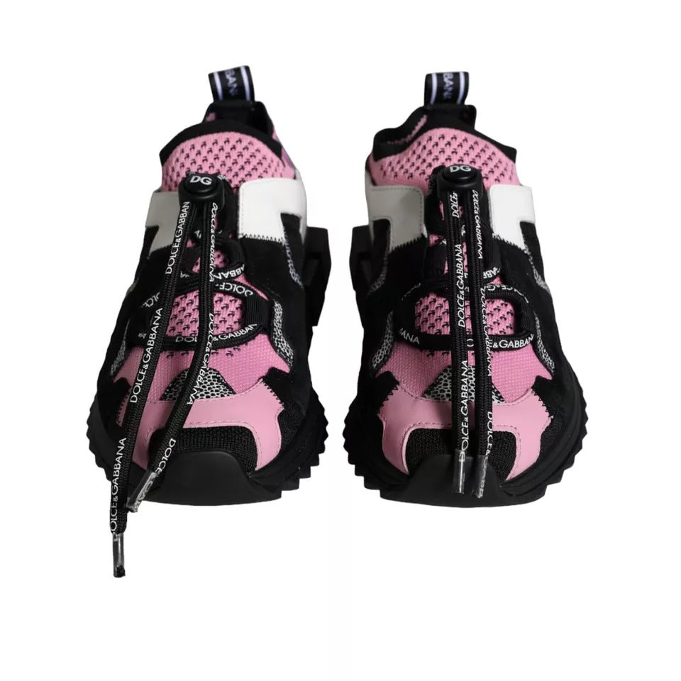 Dolce &amp; Gabbana Black Pink Mesh Sorrento Trekking Sneakers Shoes