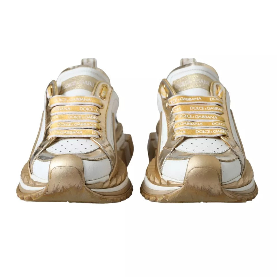 Dolce &amp; Gabbana White Gold Super Queen Low Top Sneakers Shoes