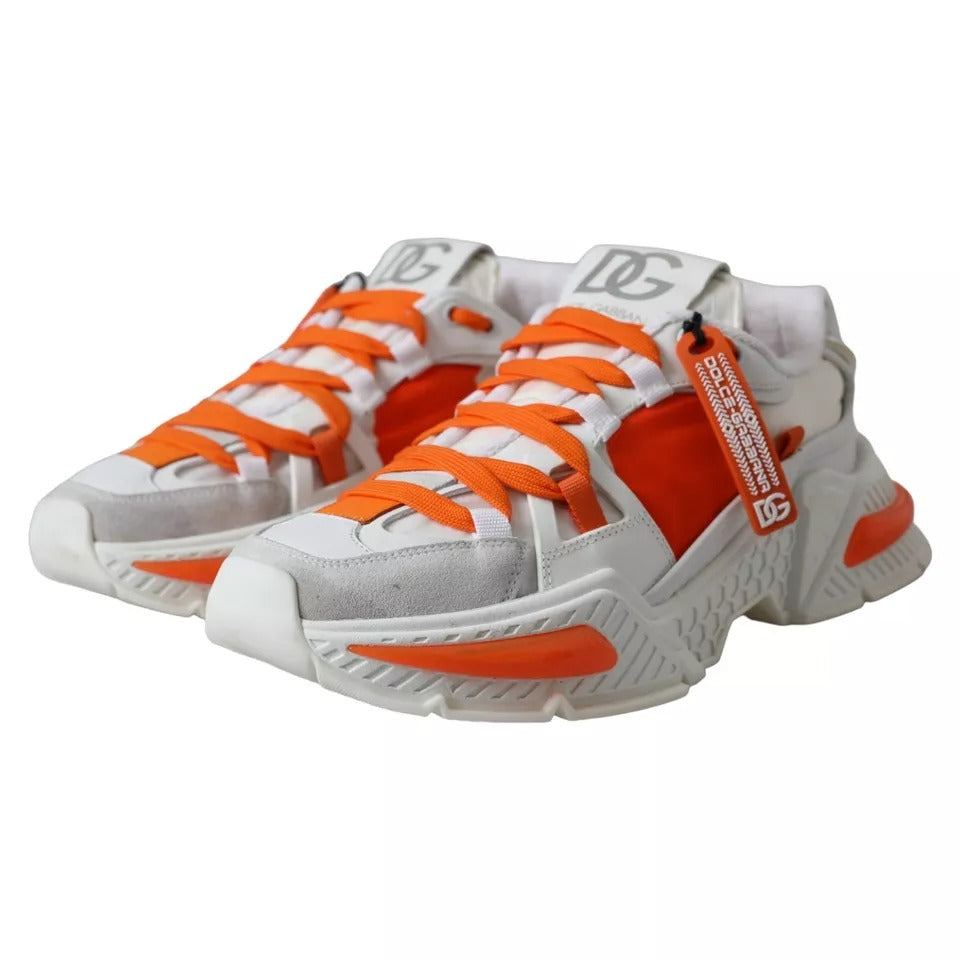 Dolce &amp; Gabbana White Orange Airmaster Low Top Sneakers Shoes