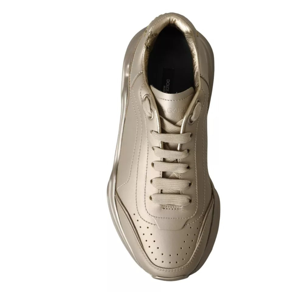 Dolce &amp; Gabbana Gold Leather Daymaster Low Top Sneakers Shoes