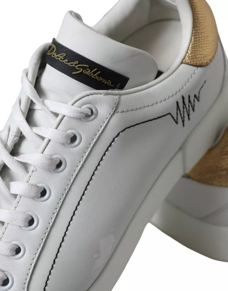 Dolce &amp; Gabbana White Leather Portofino Low Top Sneakers Shoes