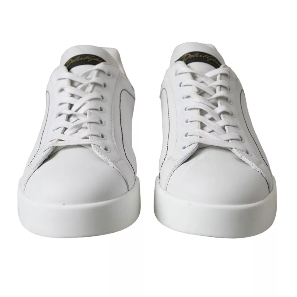 Dolce &amp; Gabbana White Leather Portofino Low Top Sneakers Shoes