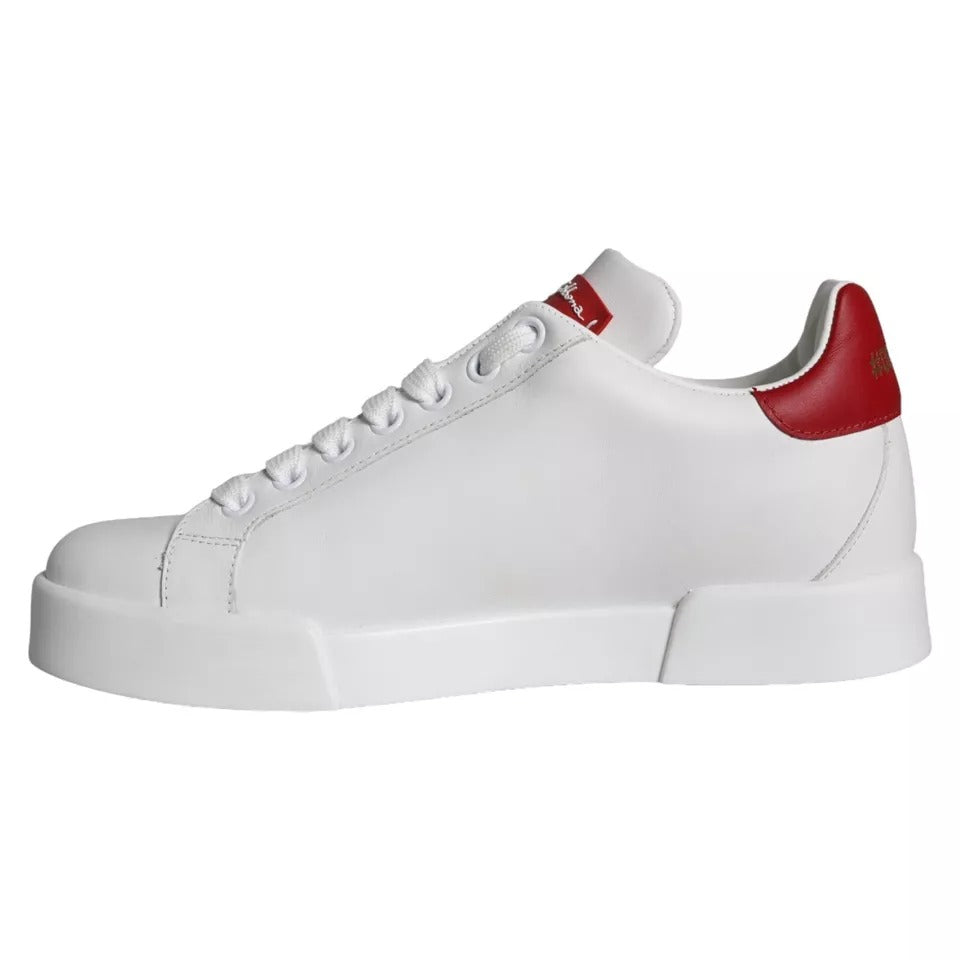 Dolce &amp; Gabbana White Patch Calfskin Nappa Portofino Sneakers Shoes