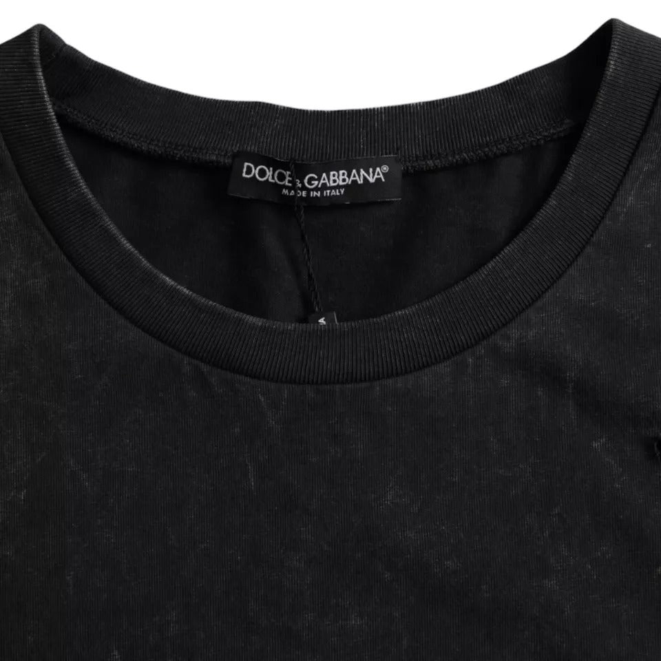 Dolce &amp; Gabbana Black cotton crew neck T-shirt with graphic print