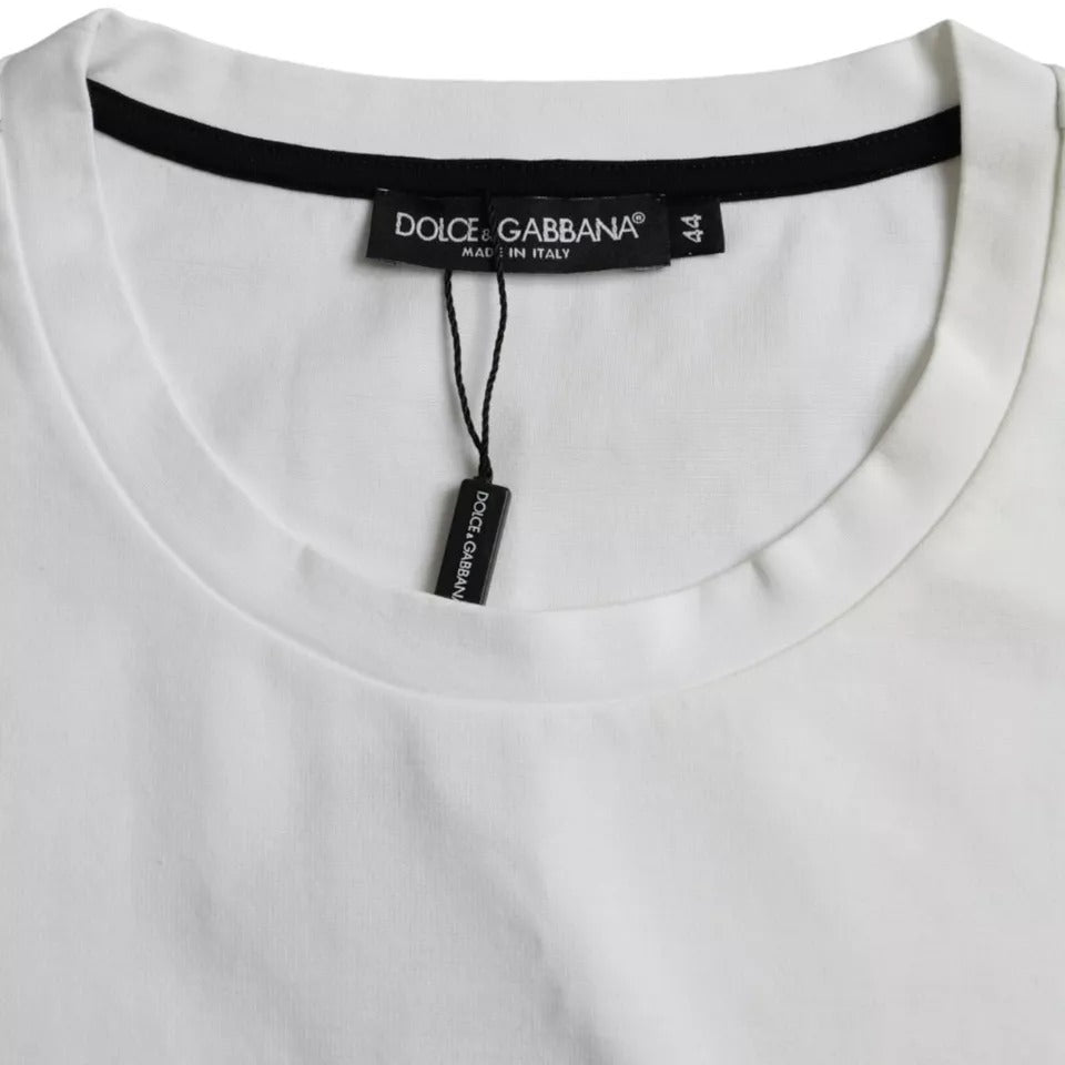 Dolce &amp; Gabbana White Cotton T-Shirt with Red Lips for Men