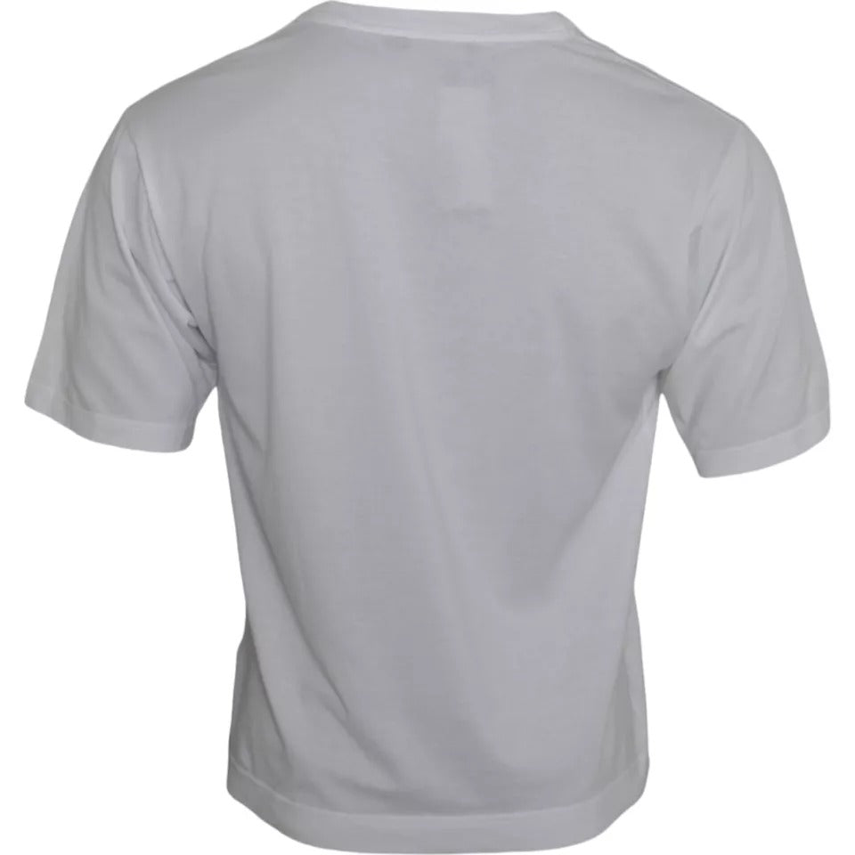 Dolce &amp; Gabbana White Cotton DG Applique Men Casual T-Shirt