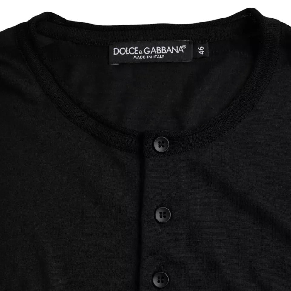 Dolce &amp; Gabbana Black Silk Crew Neck Short Sleeve T-Shirt