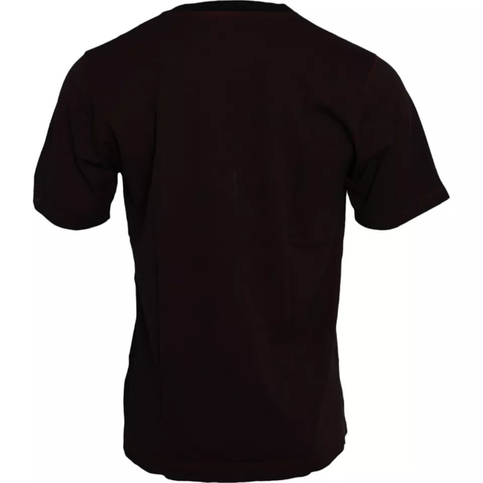 Dolce &amp; Gabbana cotton T-shirt with burgundy crown print and round neck