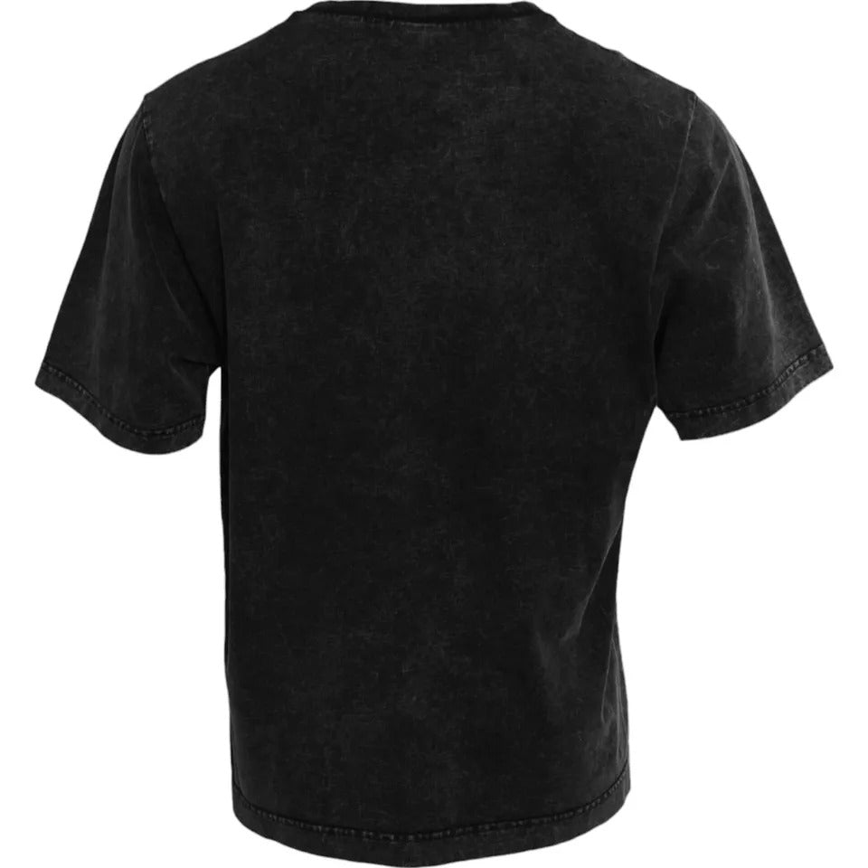 Dolce &amp; Gabbana Black Cotton Crew Neck Logo Print T-Shirt for Men