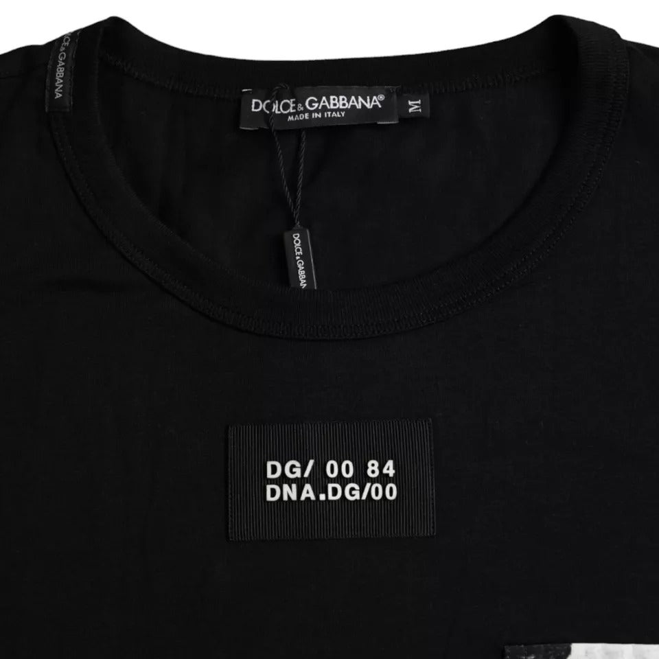 Dolce &amp; Gabbana Black Cotton Pocket Short Sleeve T-Shirt for Men