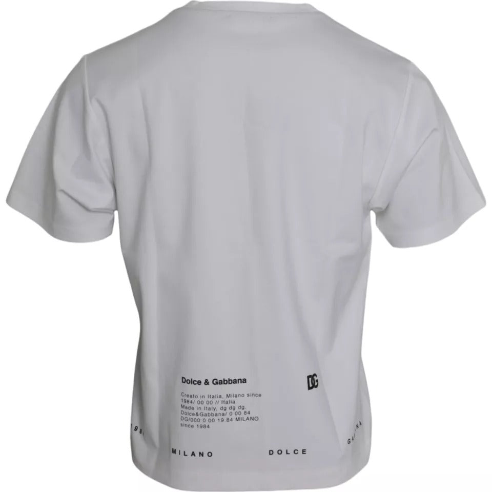 Dolce &amp; Gabbana White Cotton T-Shirt with Red Lips for Men